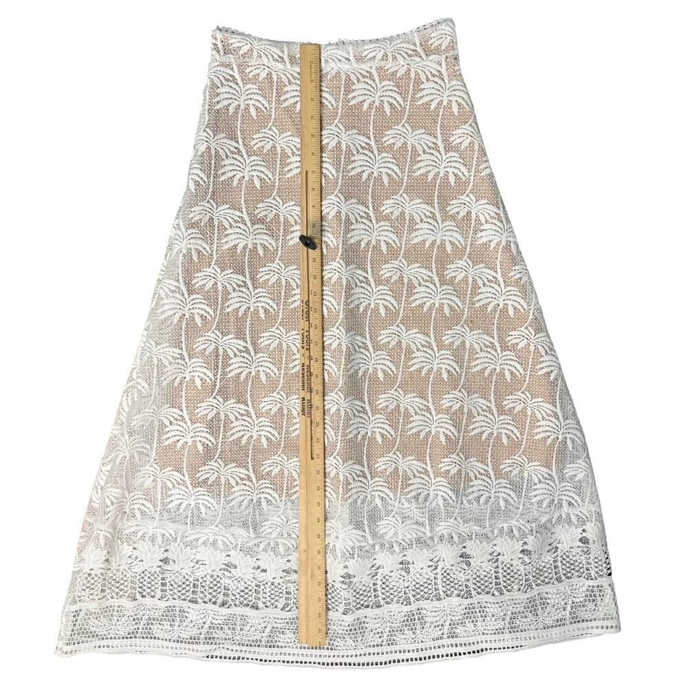 Pink Lemonade White Nude Palm Tree Pineappele Lace Crop Top Midi Skirt Set sz M - Picture 6 of 16